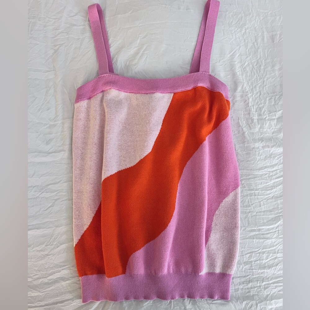 FRNCH Pink and Orange Sweater Tank Top
